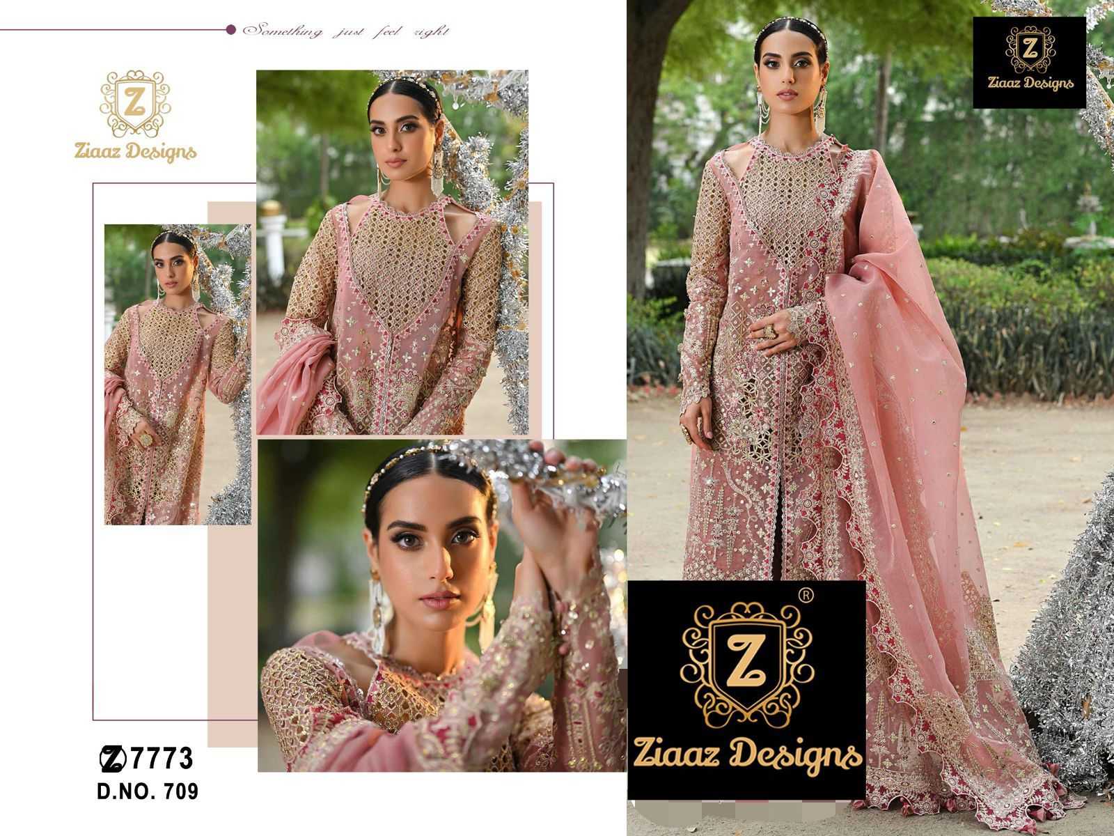 Ynf Organza RIN186 Ziaaz Designs-709 Suits & Dresses Islamic Clothing Festive Collections Wholesale Embroidered Suits Eid Collections Handwork Suits Manufacturer