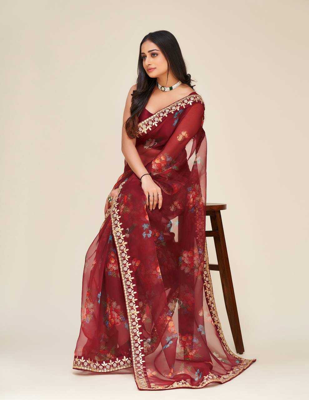 Ynf Organza RIN213 L242 Sarees Wholesale Organza Sarees Printed Sarees Gota Patti Sarees Manufacturer