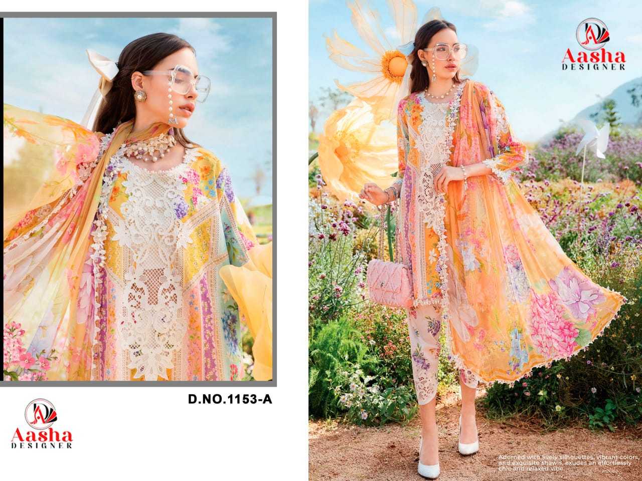 Ynf Pure Cotton KESH444 AASHA DESIGNER 1153AB Suits & Dresses Islamic Clothing Festive Collections Wholesale Pakistani Suits Cotton Suits Semi Stitched Suits Manufacturer