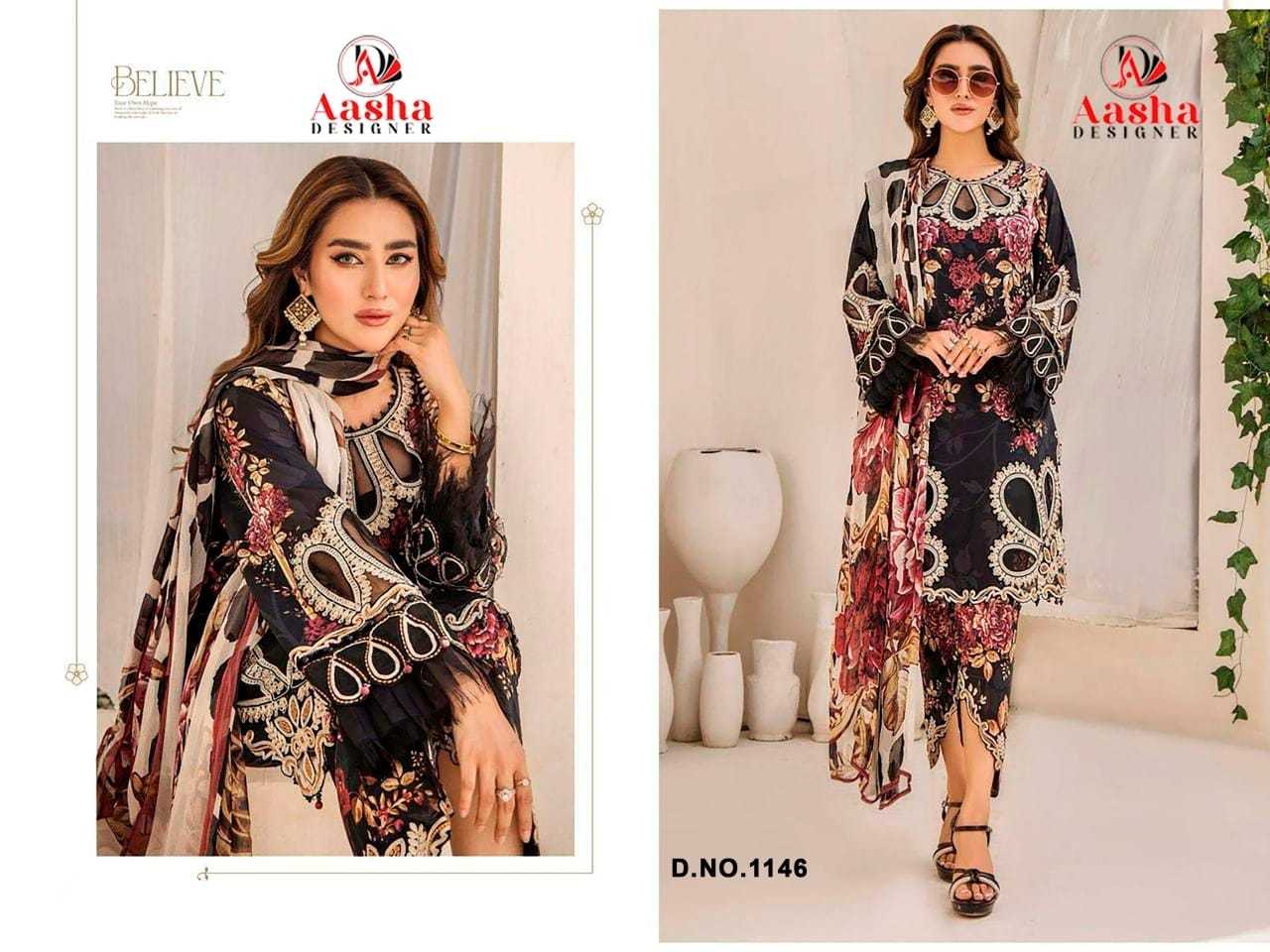 Ynf Pure Cotton RIN186 AASHA DESIGNER-1146ABC Suits & Dresses Islamic Clothing Festive Collections Wholesale Embroidery Suits Cotton Suits Eid Collections Manufacturer