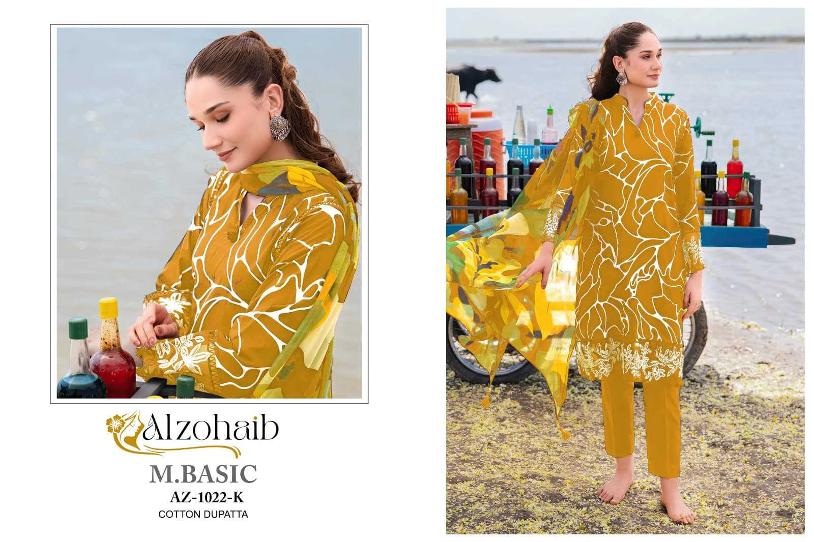 Ynf Pure Cotton RIN186 ALZOHAIB M.BASIC-1022 Suits & Dresses Islamic Clothing Festive Collections Wholesale Embroidery Suits Cotton Suits Eid Collections Manufacturer