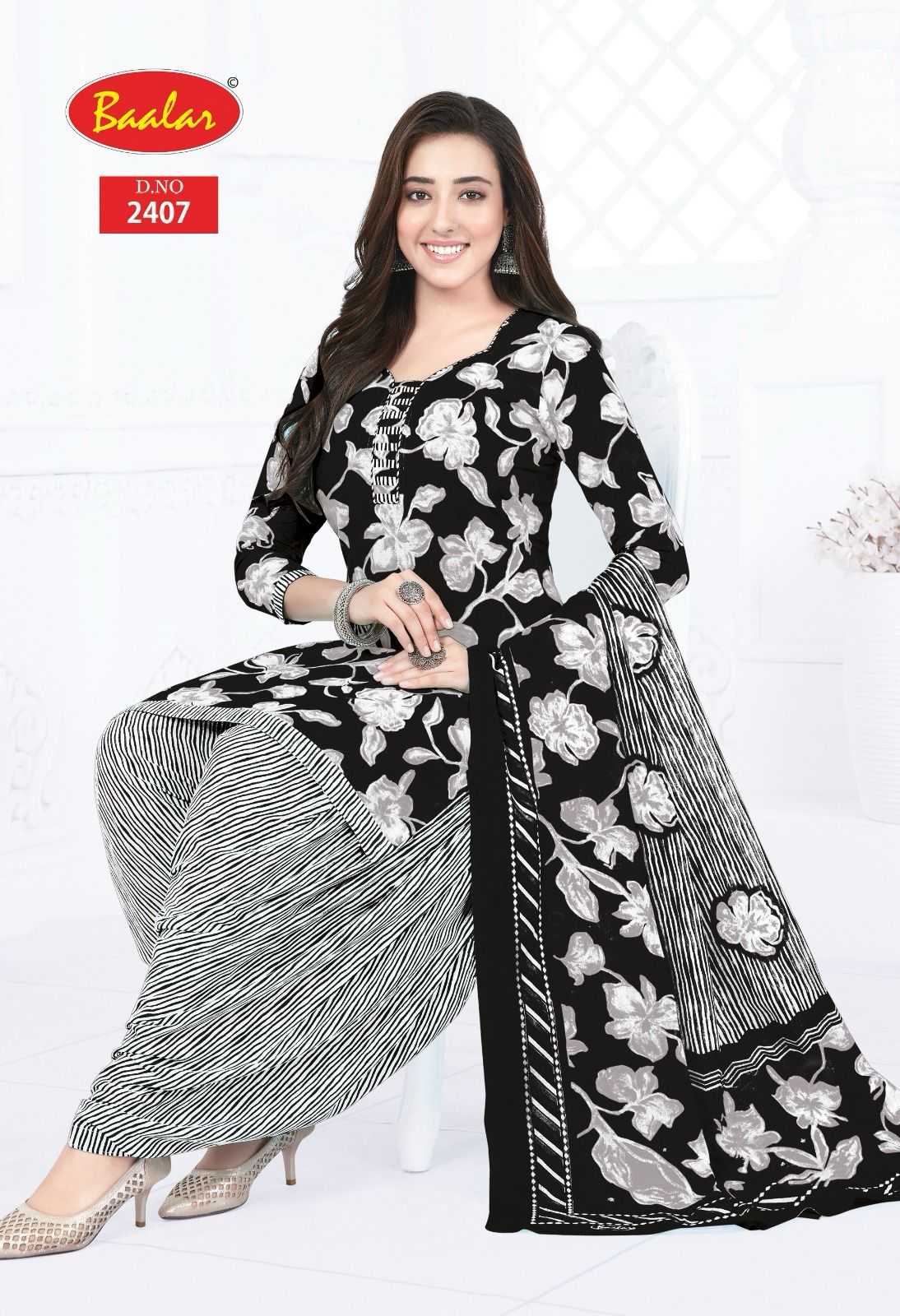 Ynf Pure Cotton RIN186 BAALAR-BALCK & WHITE PATIYALA Suits & Dresses Wedding Collections Festive Collections Wholesale Cotton Suits Patiala Suits Party wear suits Manufacturer