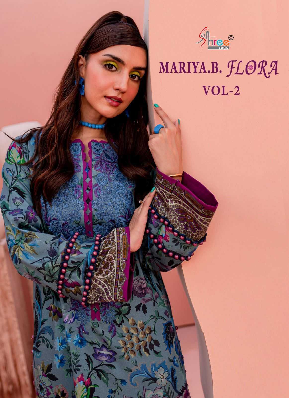 Ynf Pure Cotton RIN186 SHREE FABS-MARIA B FLORA VOL-02 Setwise Collections Wholesale Pakistani Suits Catalogs Dresses & Suits Catalogs Manufacturer