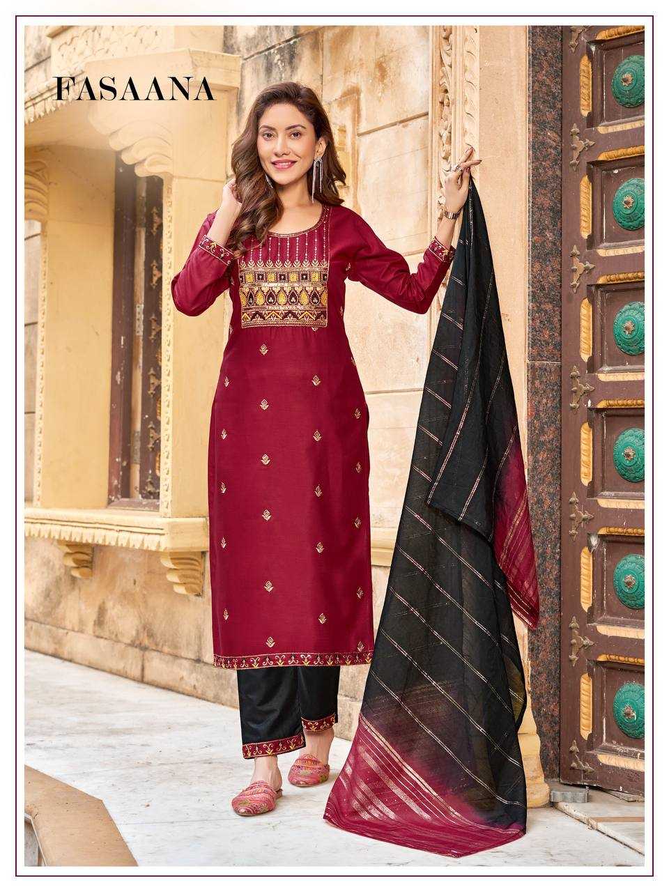 Ynf Pure Viscos RIN131 FASAANA Suits & Dresses Wholesale Ladies Suits Embroidery Suits Chanderi Suit Manufacturer