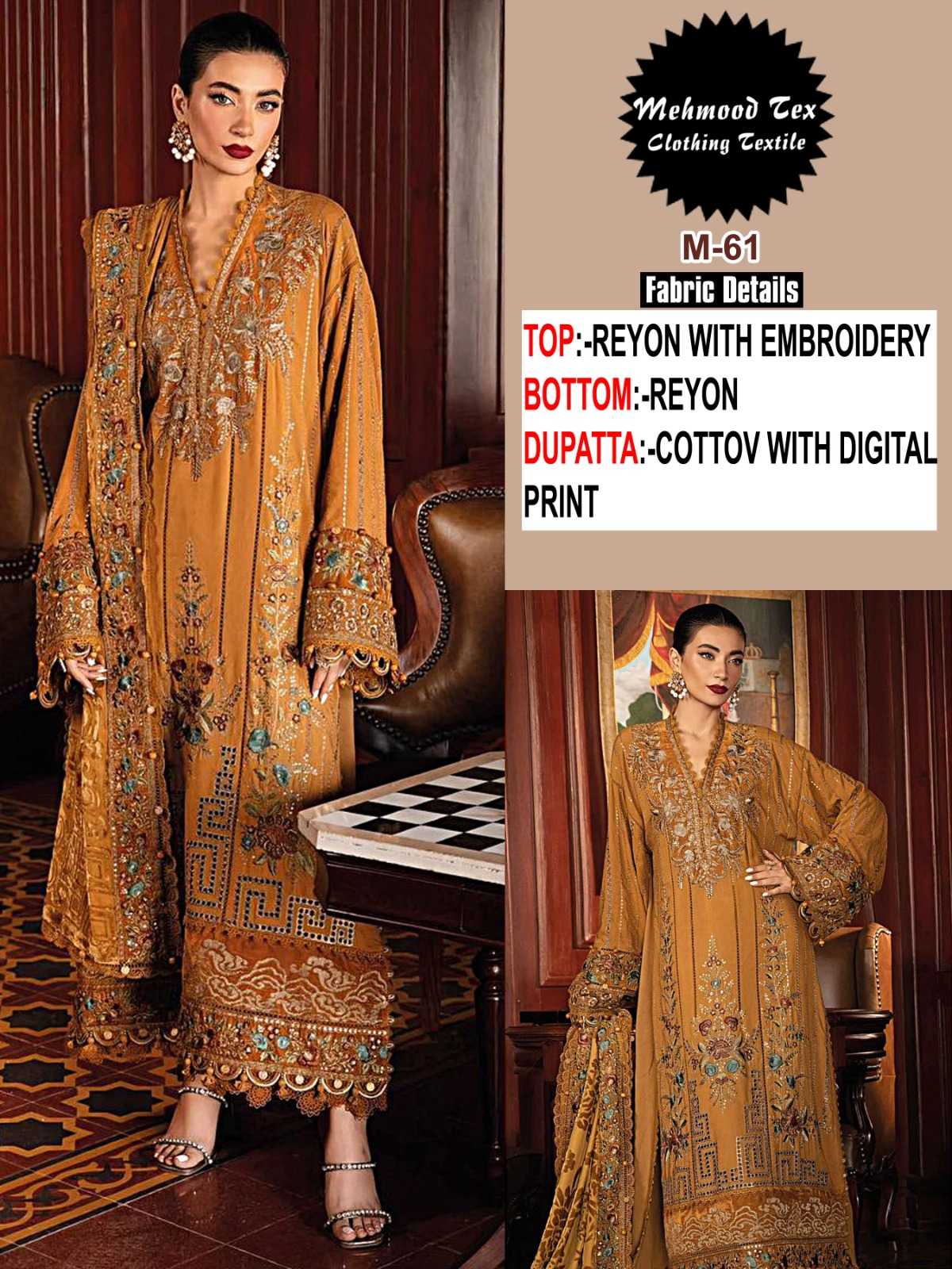 Ynf Reyon Cotton KESH444 MEHMOOD TEX M-61 Suits & Dresses Islamic Clothing Festive Collections Wholesale Pakistani Suits Embroidery Suits Semi Stitched Suits Manufacturer