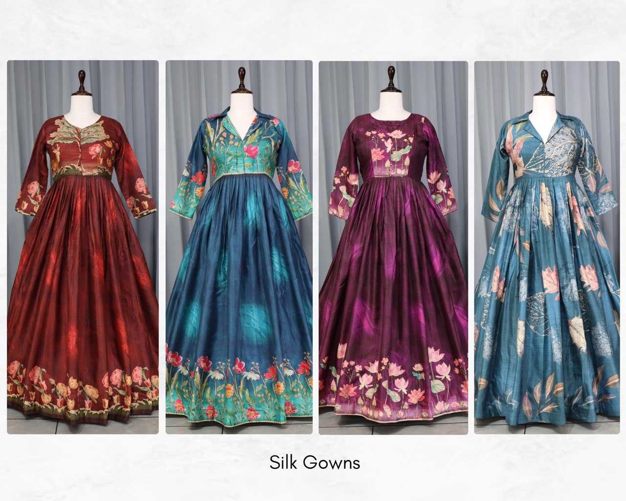 Ynf Silk RIN119 GRTN9031 Gowns Wholesale Printed Gowns Fancy Gowns Silk Gowns Manufacturer