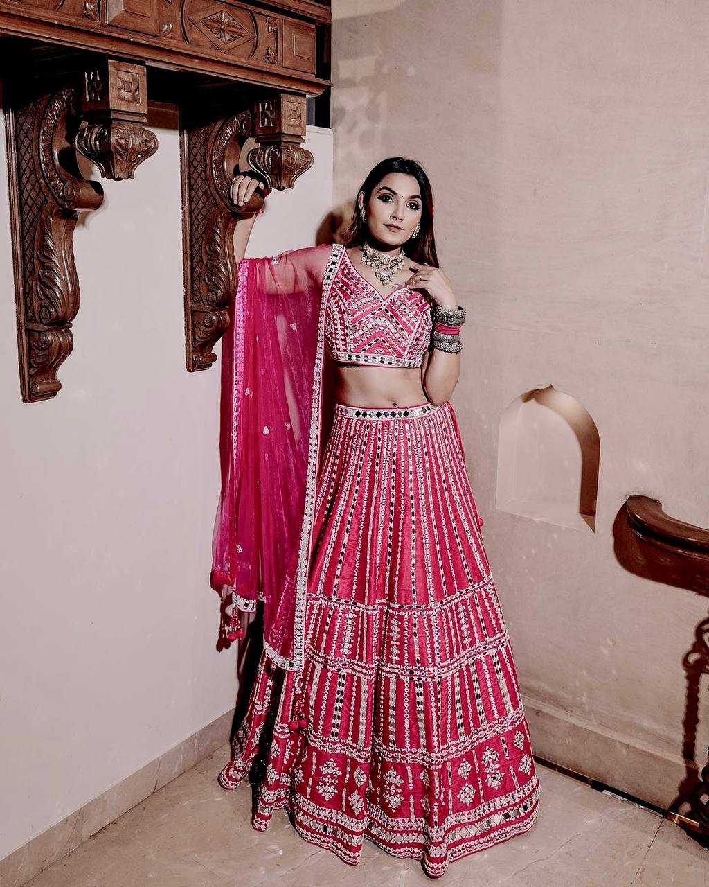 Ynf Silk RIN213 P11 Lehengas Wholesale Mirror Work Lehenga Heavy Lehenga Thread Work Lehenga Manufacturer