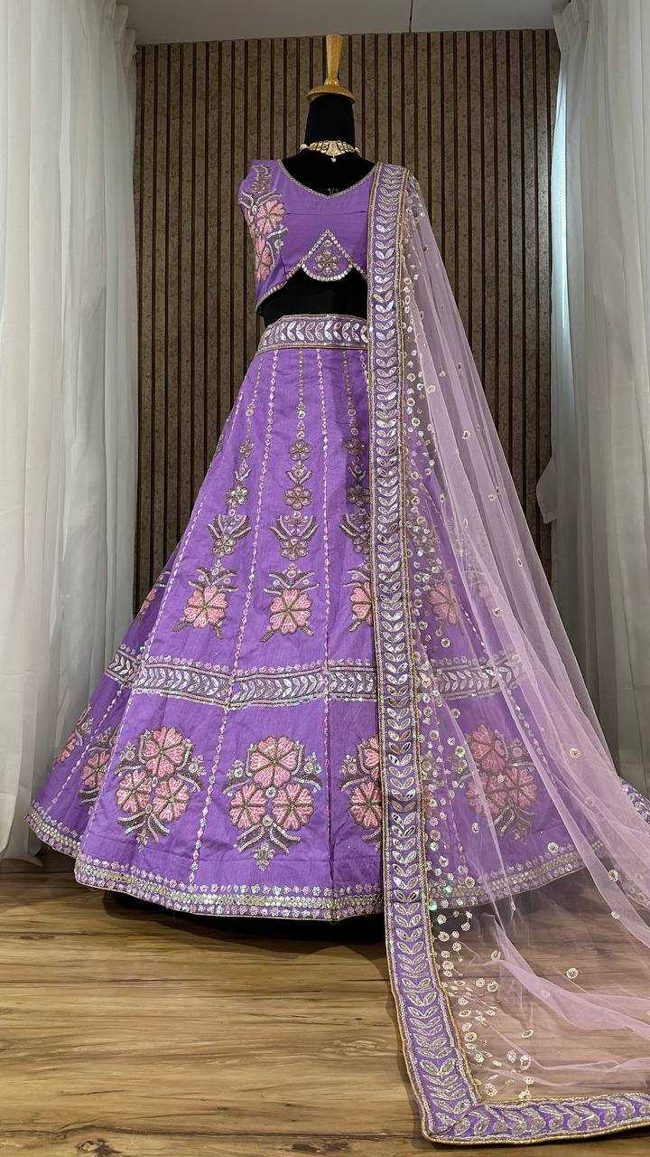 Ynf Slub Silk RIN213 H61 Lehengas Wholesale Thread Work Lehenga Sequins Lehenga Manufacturer