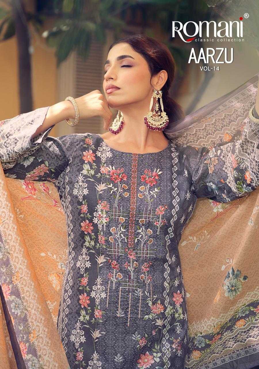 Ynf Soft Cotton RIN186 ROMANI-AARZU VOL-14 Setwise Collections Wholesale Pakistani Suits Catalogs Dresses & Suits Catalogs Manufacturer