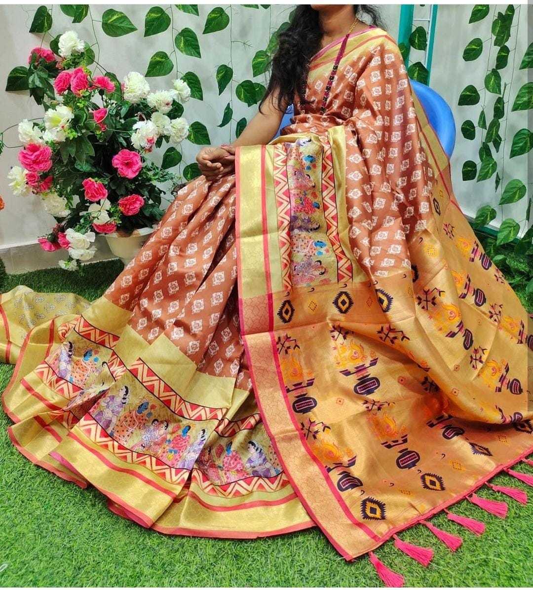 Ynf Soft Silk RIN203 MTW80 Sarees Wholesale Kalamkari Sarees Zari Border Sarees Manufacturer