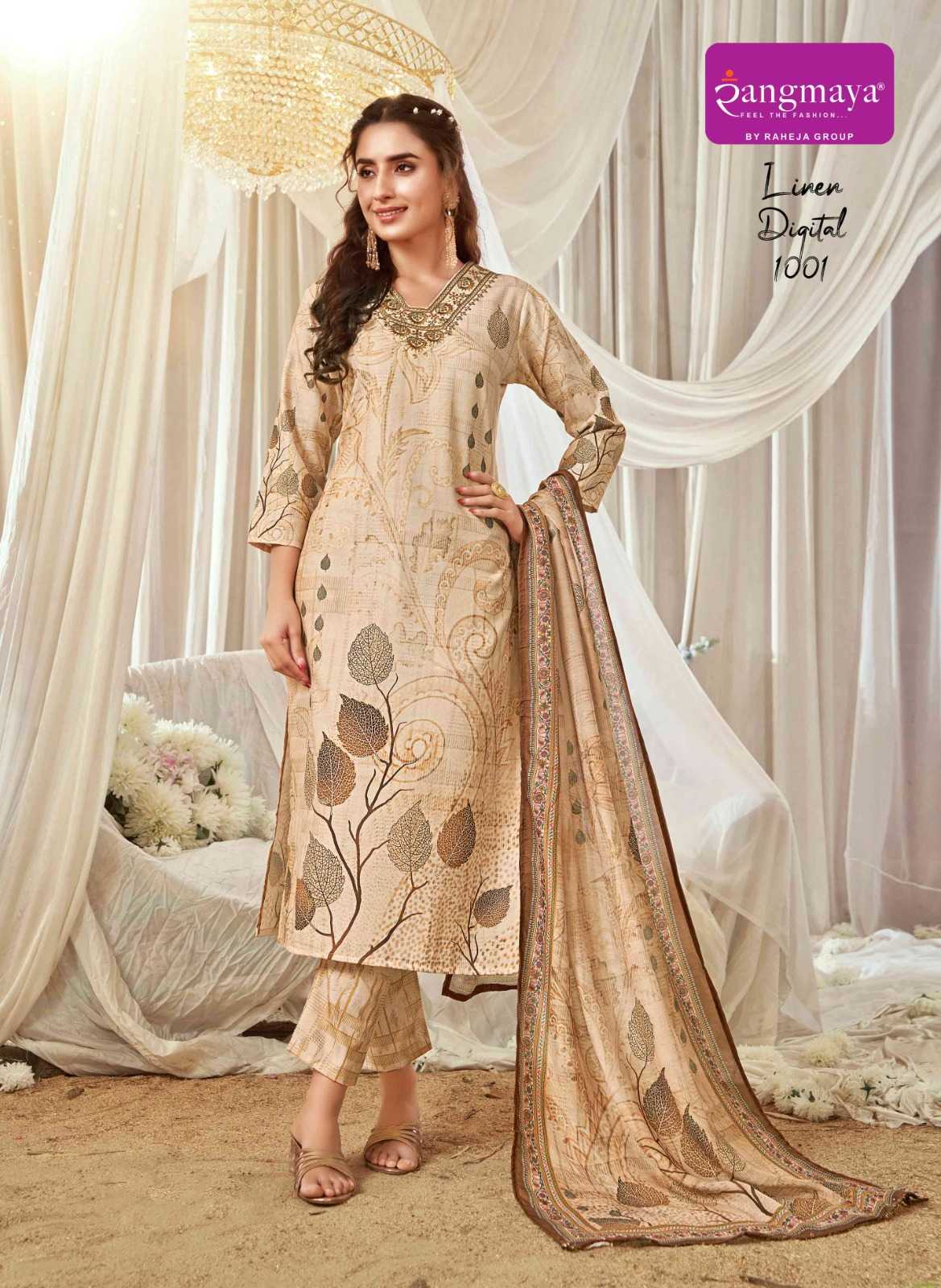 Ynf Soft Vichitra RIN190 RANGMAYA LINEN DIGITAL Setwise Collections Wholesale Kurtis Catalogs Manufacturer