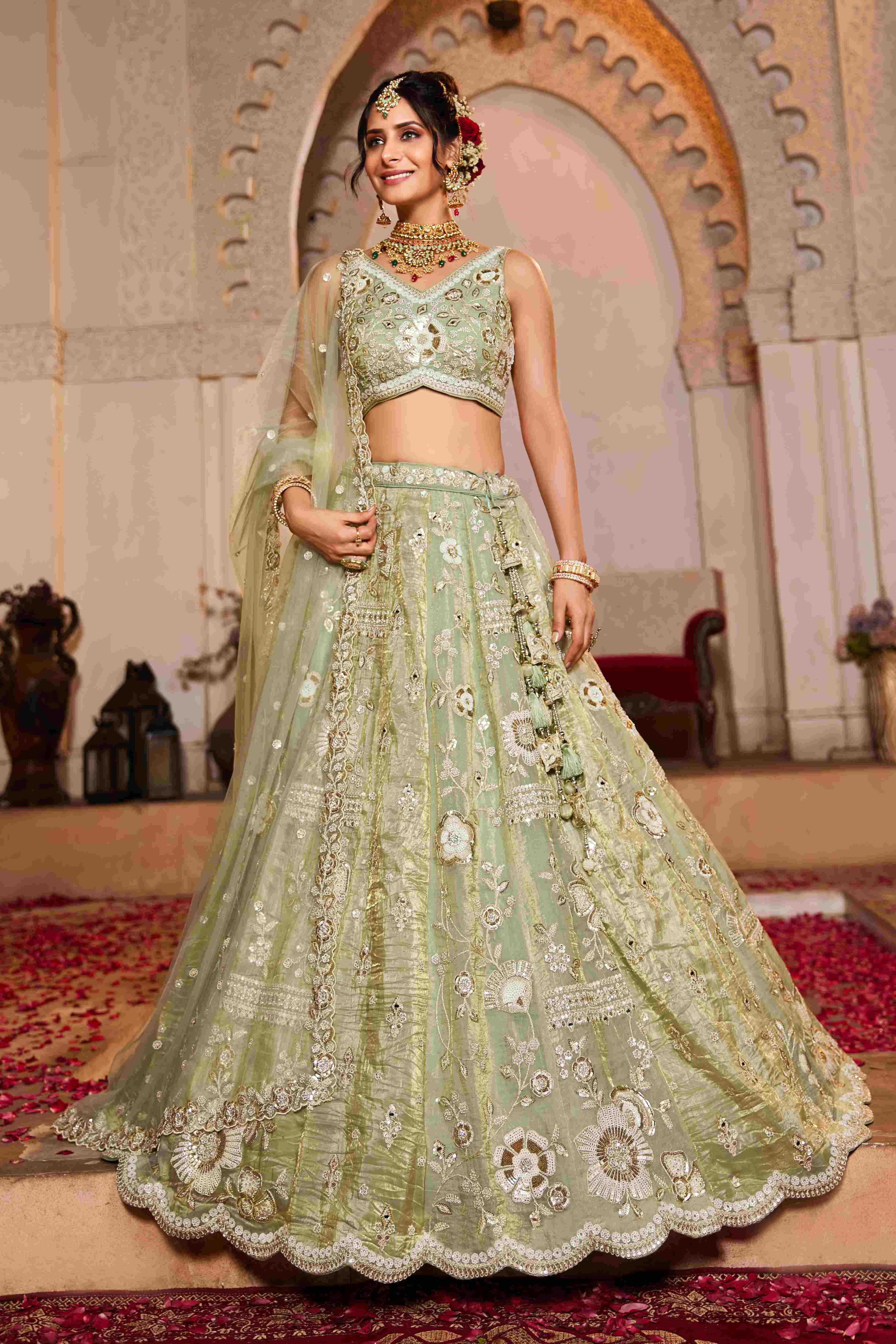 Ynf Tissue RIN197 2648 Lehengas Wholesale Designer Lehenga Bridal Lehenga Net Lehenga Choli Manufacturer