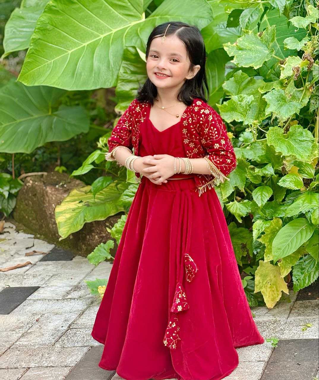 Ynf Velvet RIN107 01 Kids Wear Wedding Collections Wholesale Kids Lehenga Choli Kids Wedding Outfits Manufacturer