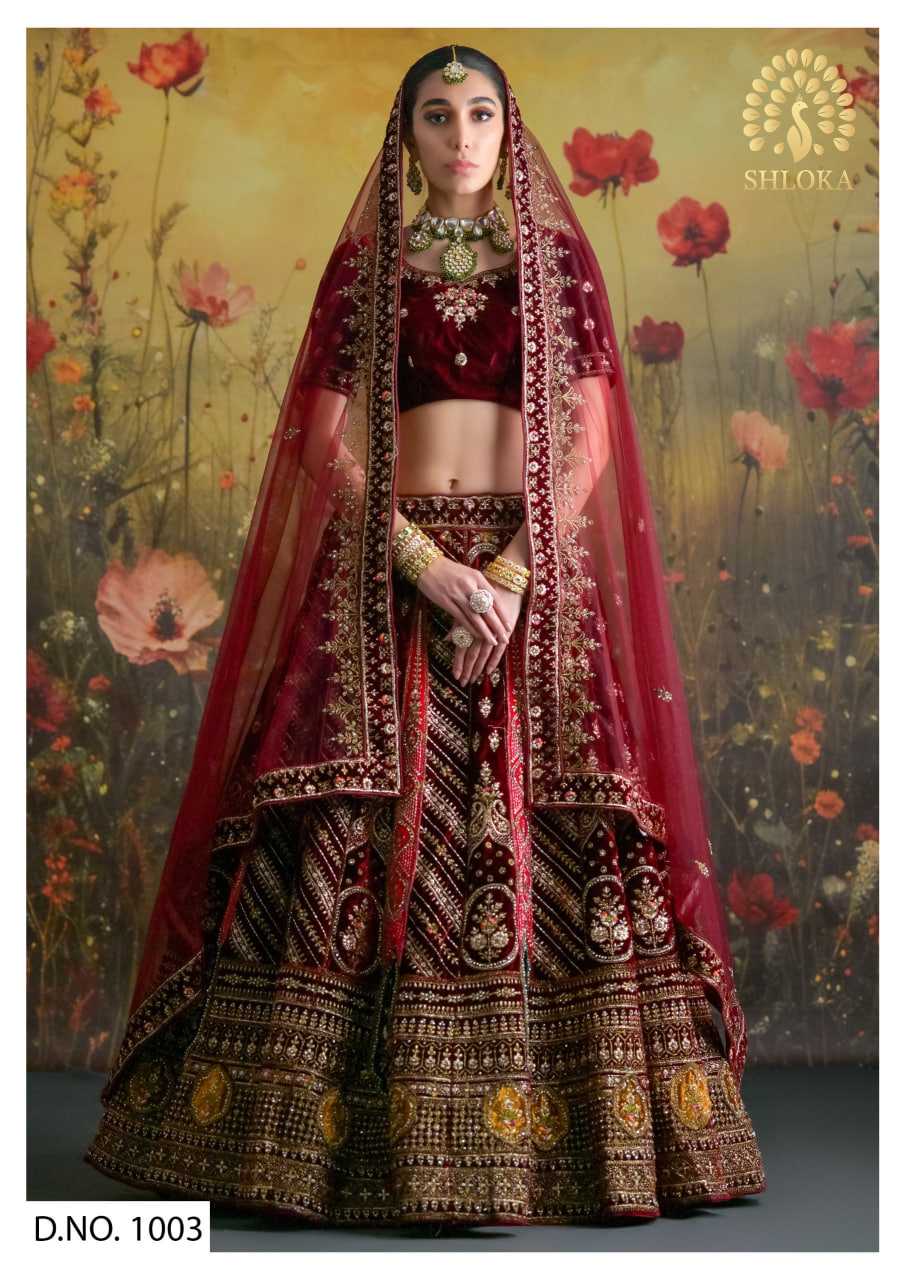 Ynf Velvet RIN184 SHLOKA DESIGNER Lehengas Wholesale Wedding Lehenga Printed Lehenga Embroidered Lehenga Manufacturer