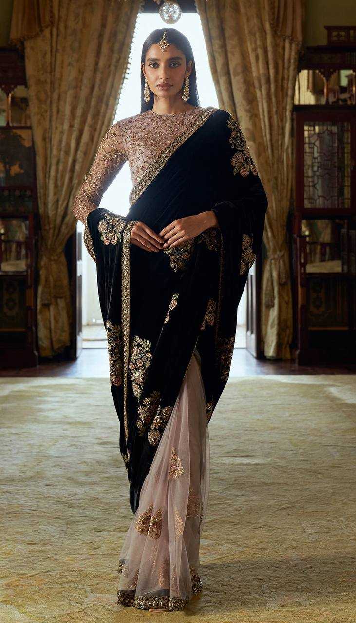 Ynf Velvet RIN213 H76 Sarees Wholesale Net Sarees Velvet Sarees Sequins Work Saree Manufacturer