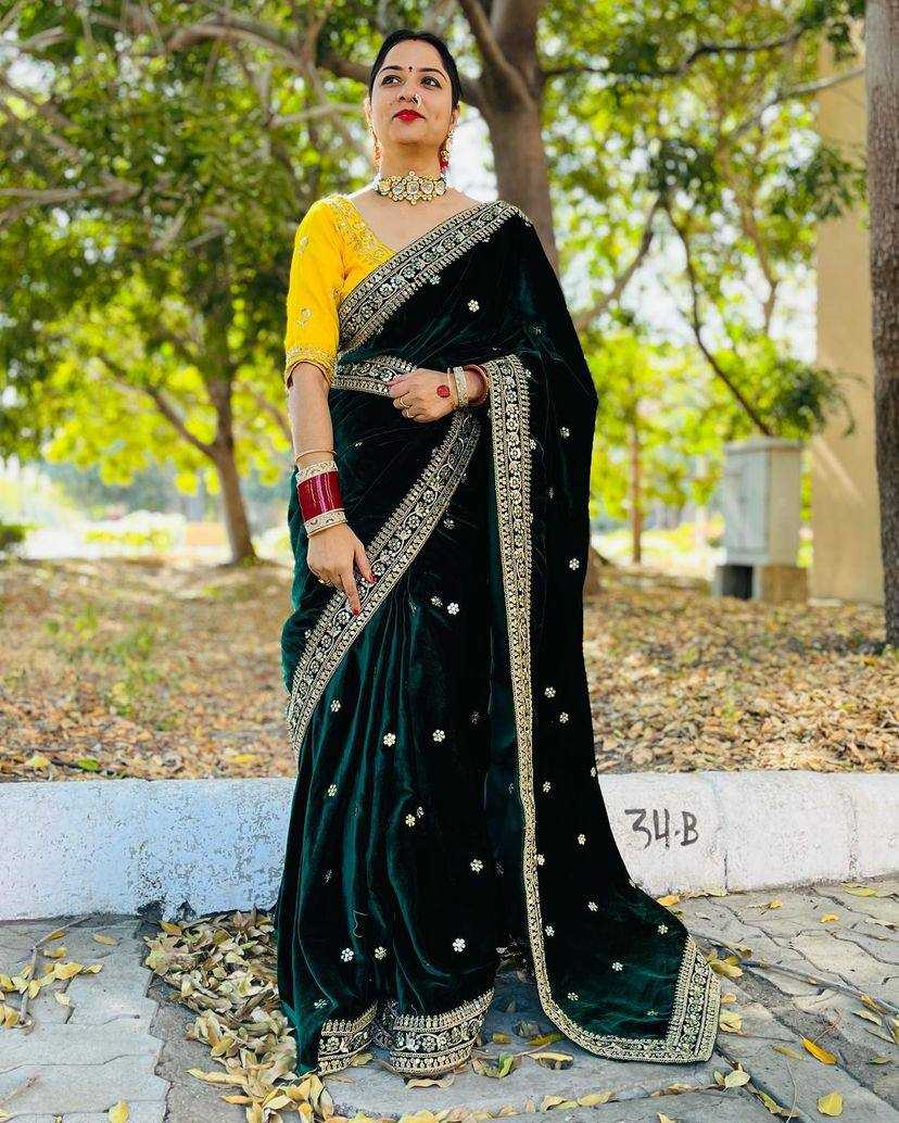 Ynf Velvet RIN215 396 Sarees Wholesale Sequin Sarees Embroidered Sarees Plain Sarees Manufacturer