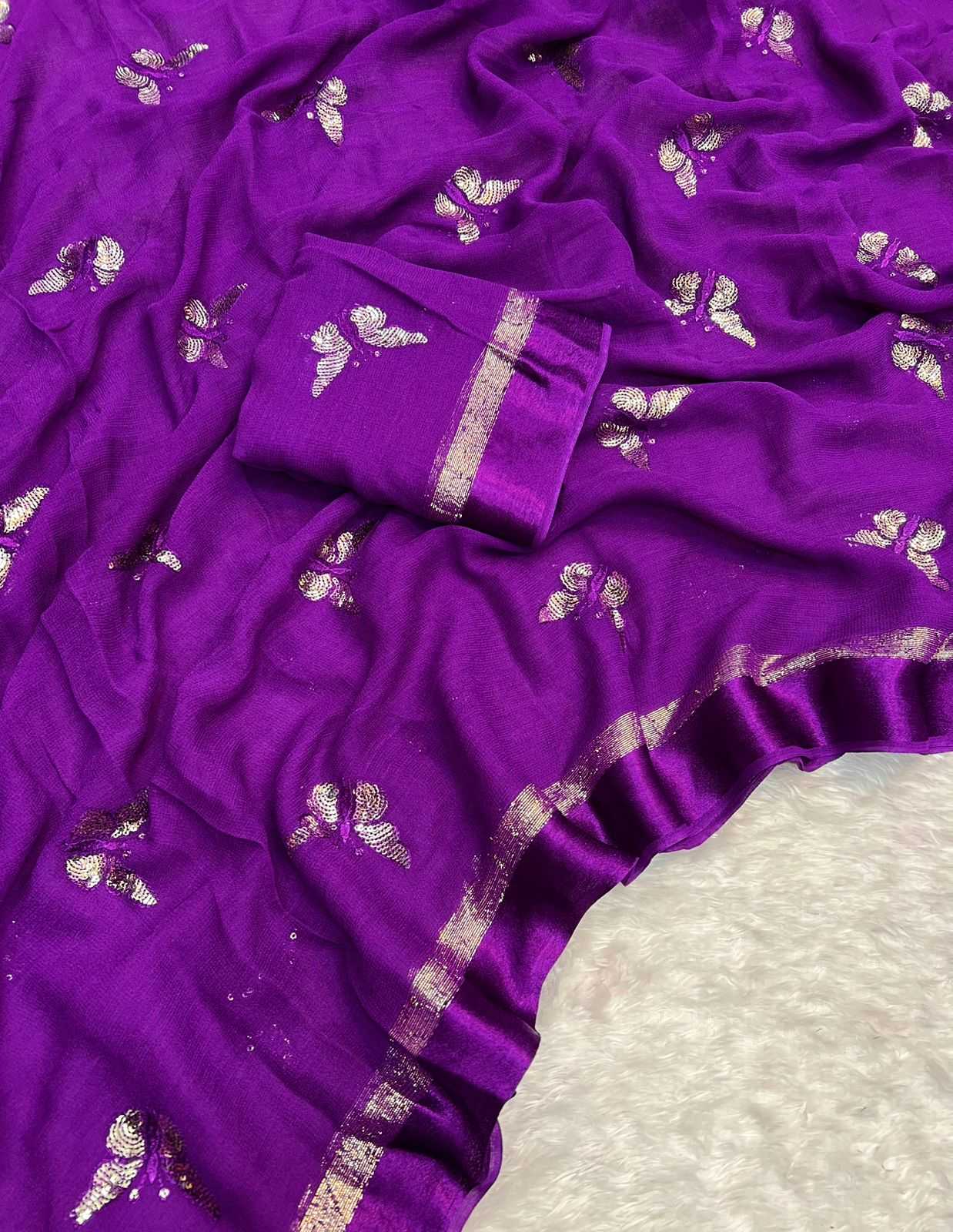 Ynf Viscose RIN199 SMH05 Sarees Wedding Collections Festive Collections Wholesale Georgette Sarees Sequins Work Saree Viscose Saree Manufacturer