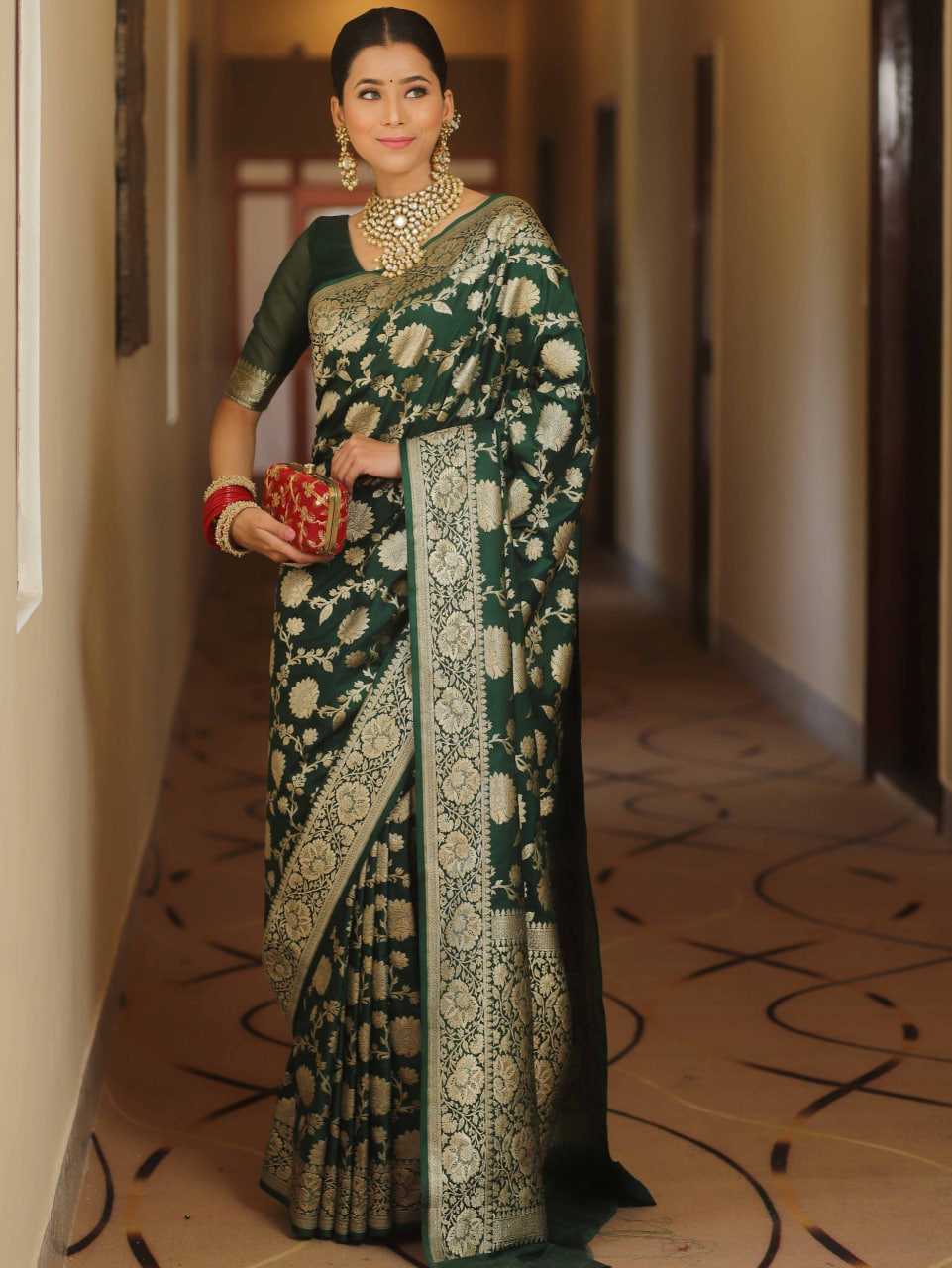 BANARASI SILK SAREES WITH ZARI WORK