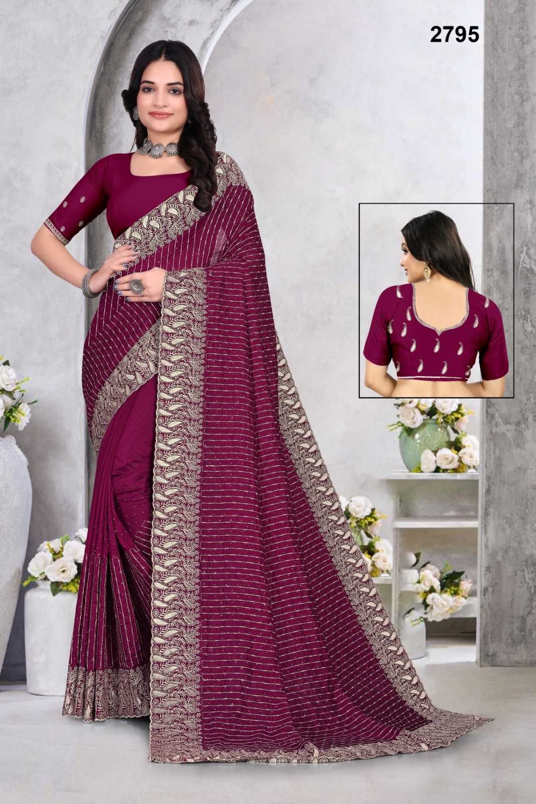 SILK SAREES WITH STONE WORK