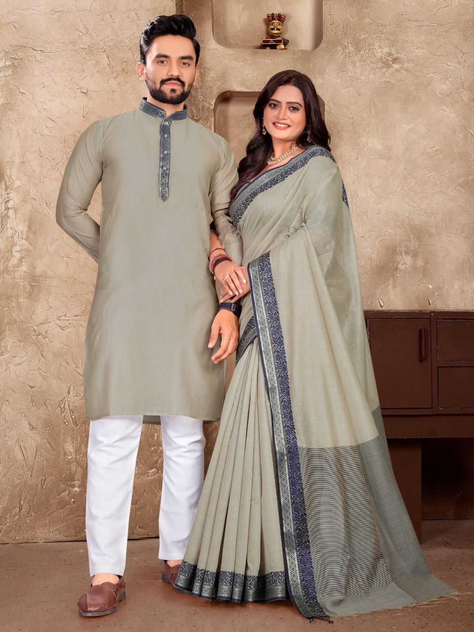 COUPLE KURTA PAJAMA AND SAREE SETS