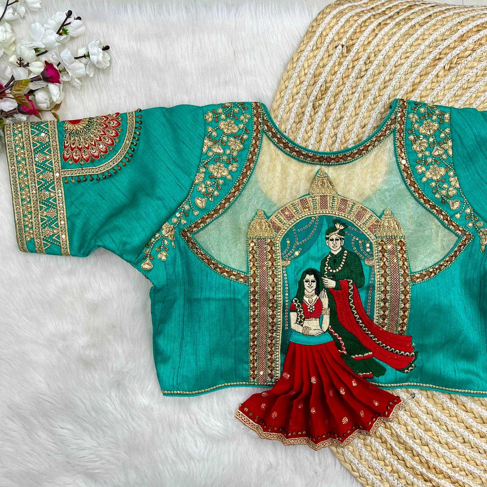 YNF ITALIAN SILK RRK 01 READYMADE BLOUSE WHOLESALE SEQUENCE EMBROIDERY DESIGNER BLOUSE MANUFACTURER