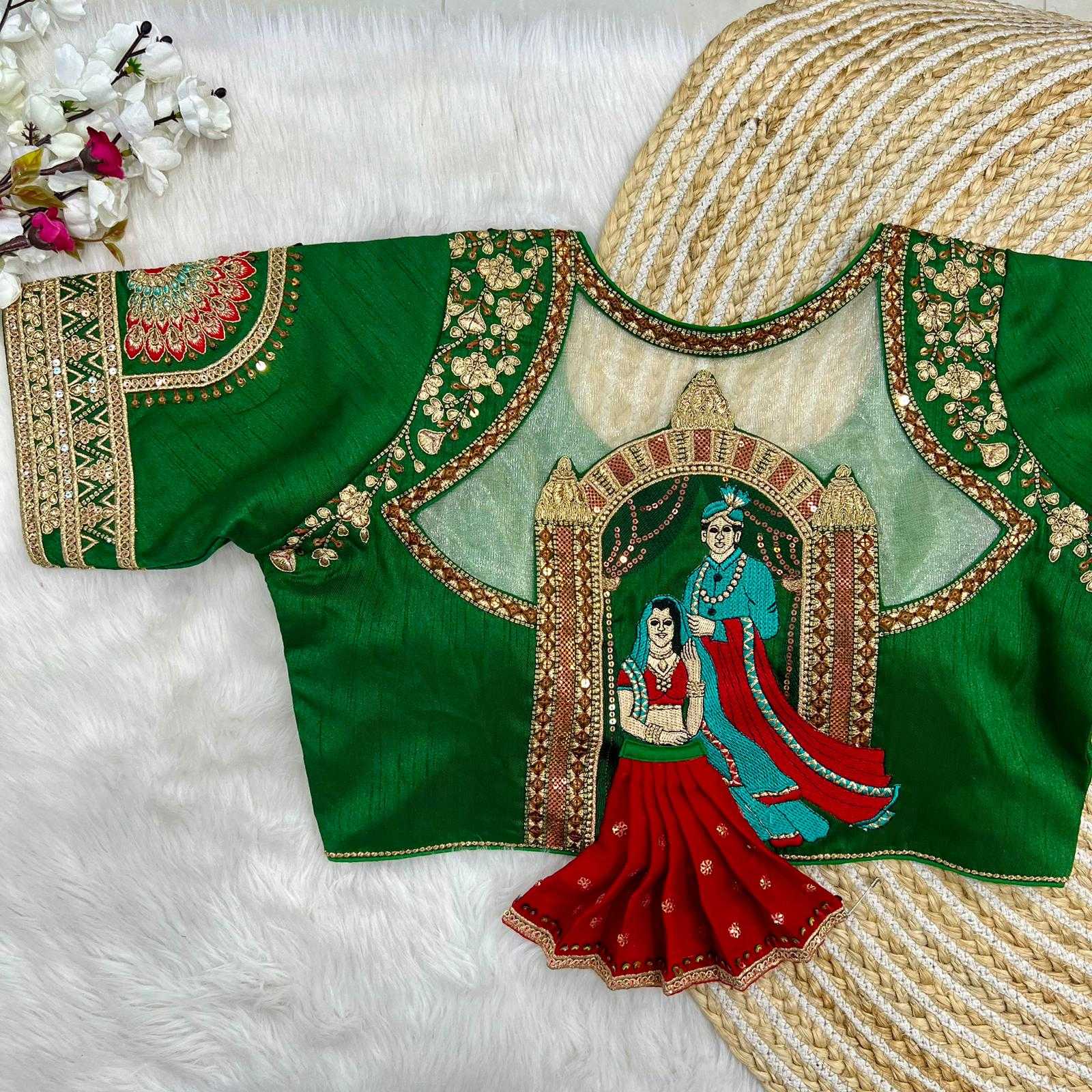 YNF ITALIAN SILK RRK 01 READYMADE BLOUSE WHOLESALE SEQUENCE EMBROIDERY DESIGNER BLOUSE MANUFACTURER