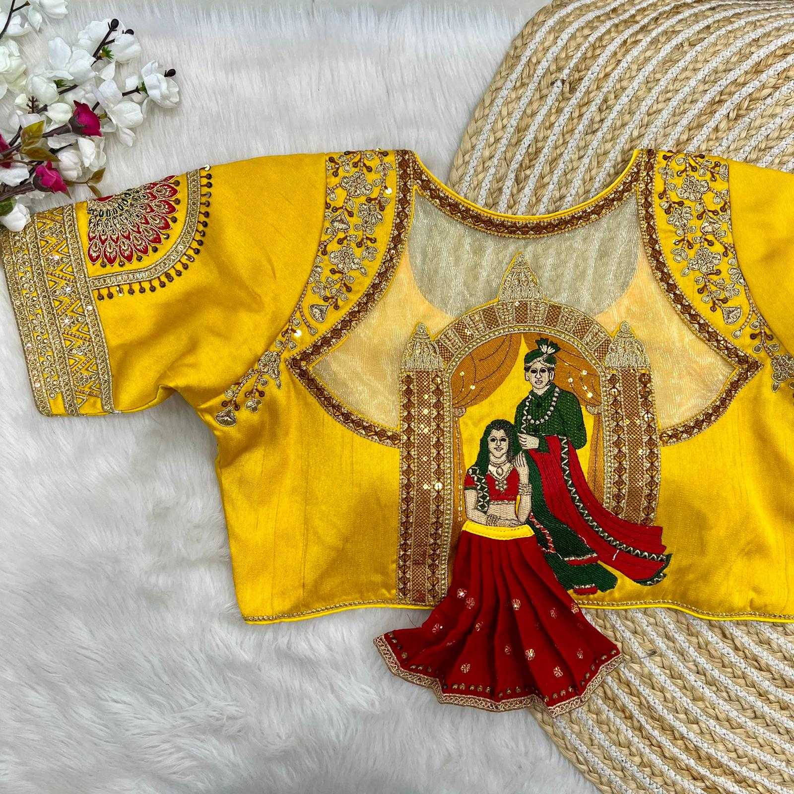 YNF ITALIAN SILK RRK 01 READYMADE BLOUSE WHOLESALE SEQUENCE EMBROIDERY DESIGNER BLOUSE MANUFACTURER