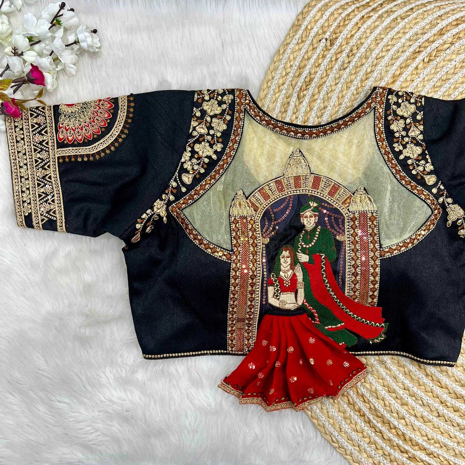 YNF ITALIAN SILK RRK 01 READYMADE BLOUSE WHOLESALE SEQUENCE EMBROIDERY DESIGNER BLOUSE MANUFACTURER