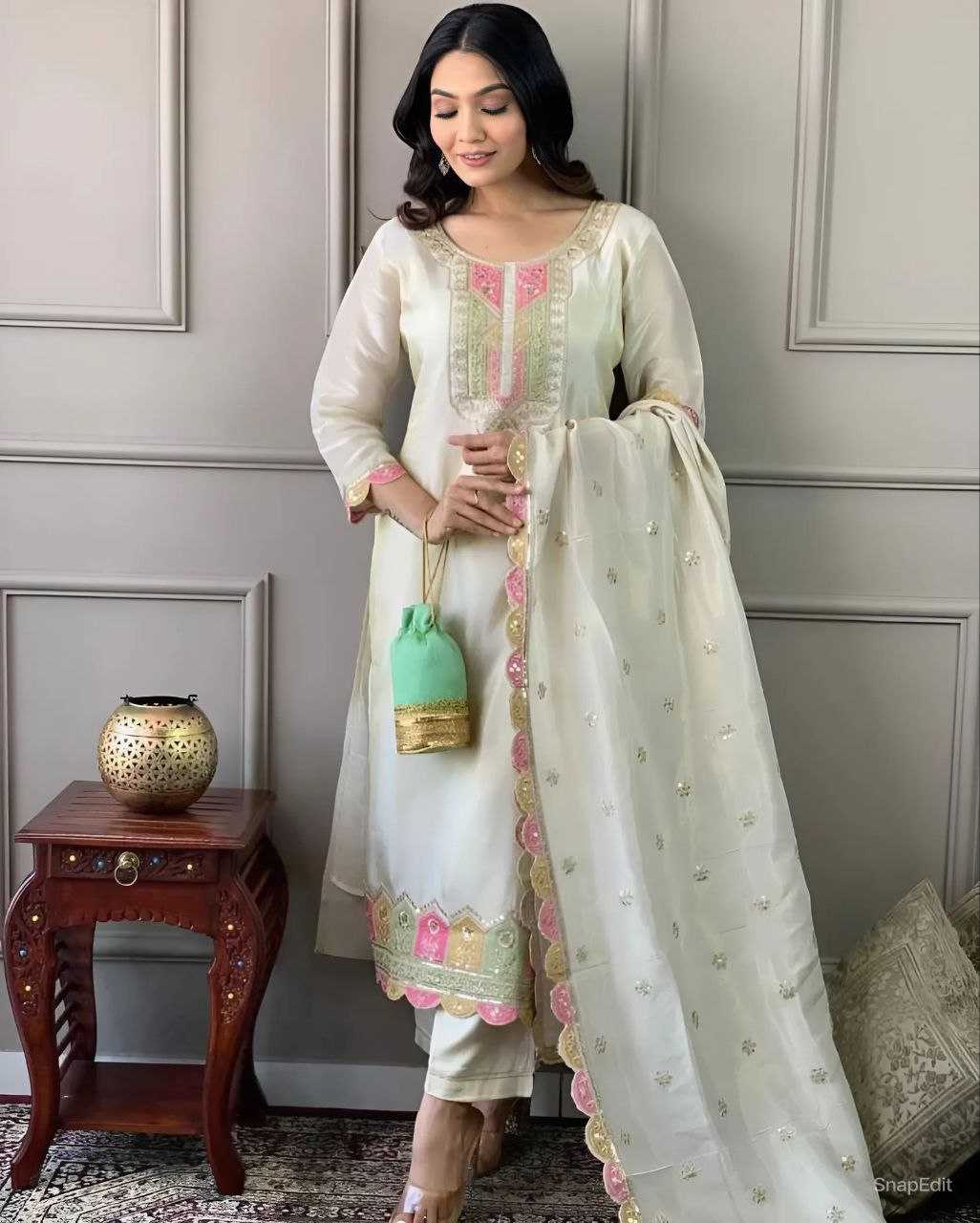 YNF CHANDERI SOFT SMC 05 SUITS & DRESSES WHOLESALE LADIES EMBROIDERY CHANDERI SUITS MANUFACTURER