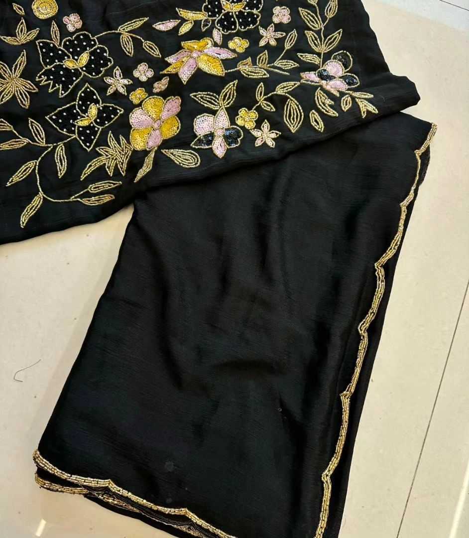 YNF CHINON APE 49 SAREES WHOLESALE HAND WORK PLAIN SOLID SAREES MANUFACTURER