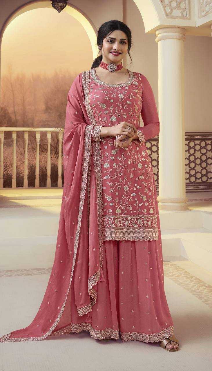 YNF CHINON SILK KSB 66846 SUITS & DRESSES WHOLESALE SHARARA SALWAR EMBROIDERY SEMI STITCHED SUITS MANUFACTURER