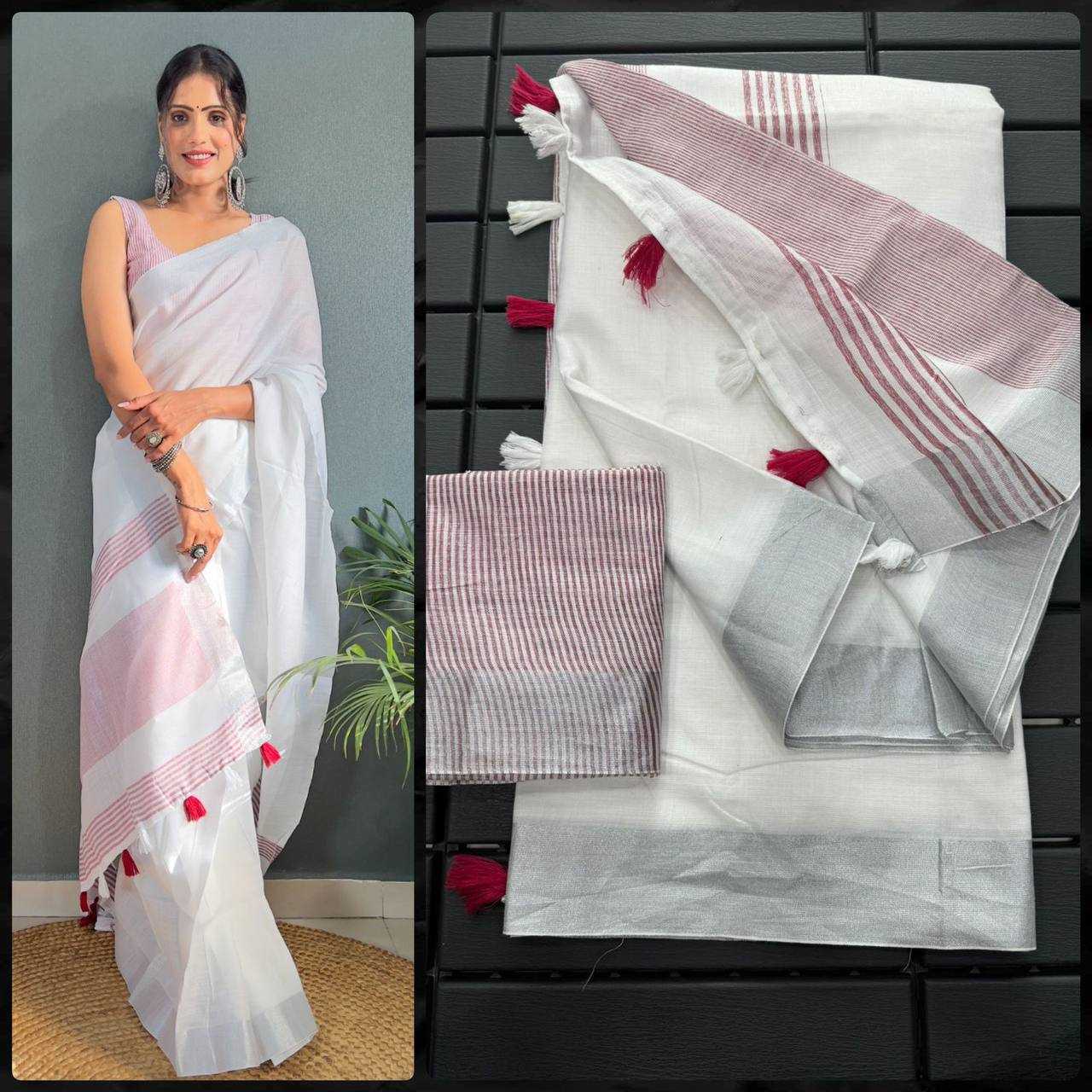 YNF COTTON RVR 09 SAREES WHOLESALE READY TO WEAR COTTON LINEN PLAIN SAREES MANUFACTURER