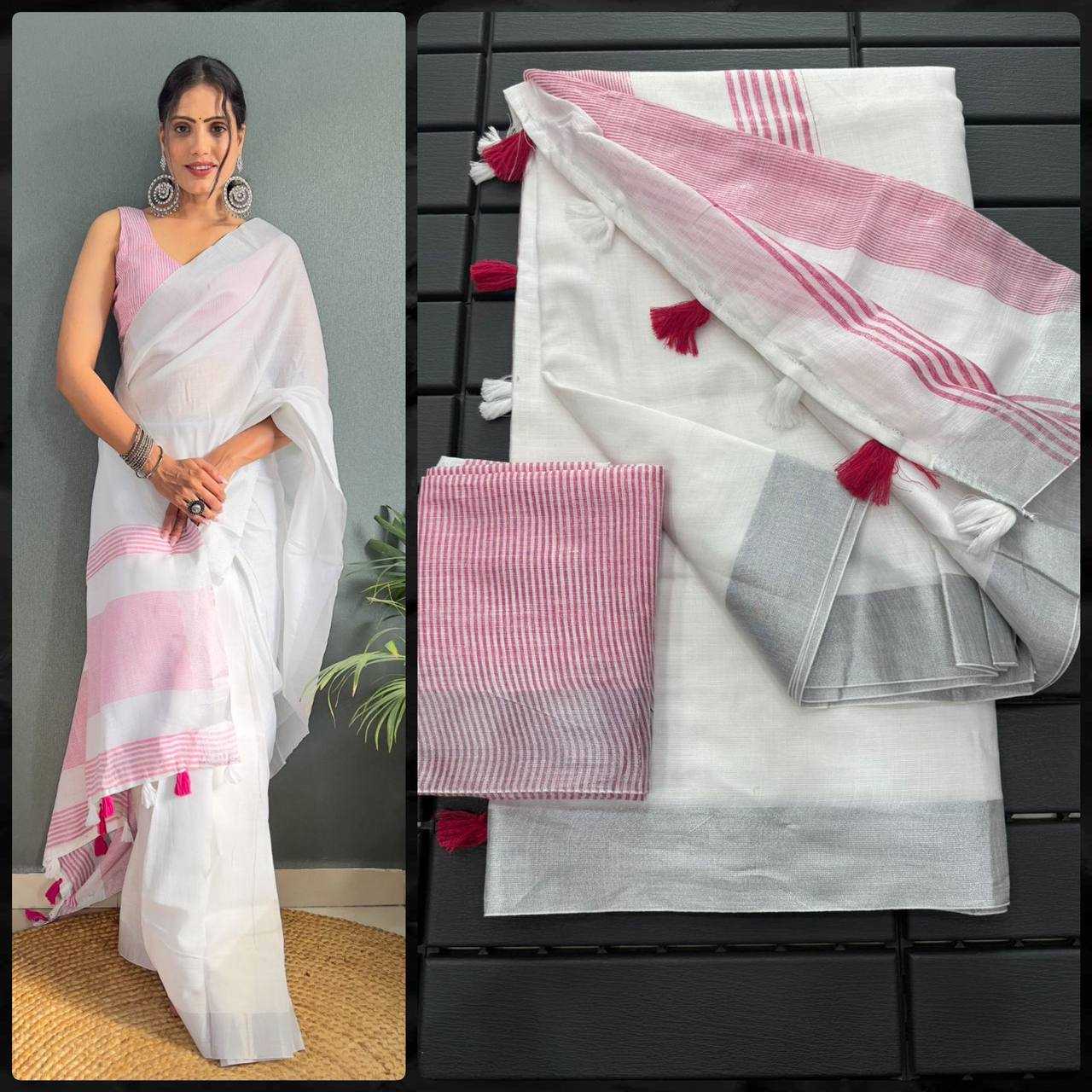 YNF COTTON RVR 09 SAREES WHOLESALE READY TO WEAR COTTON LINEN PLAIN SAREES MANUFACTURER