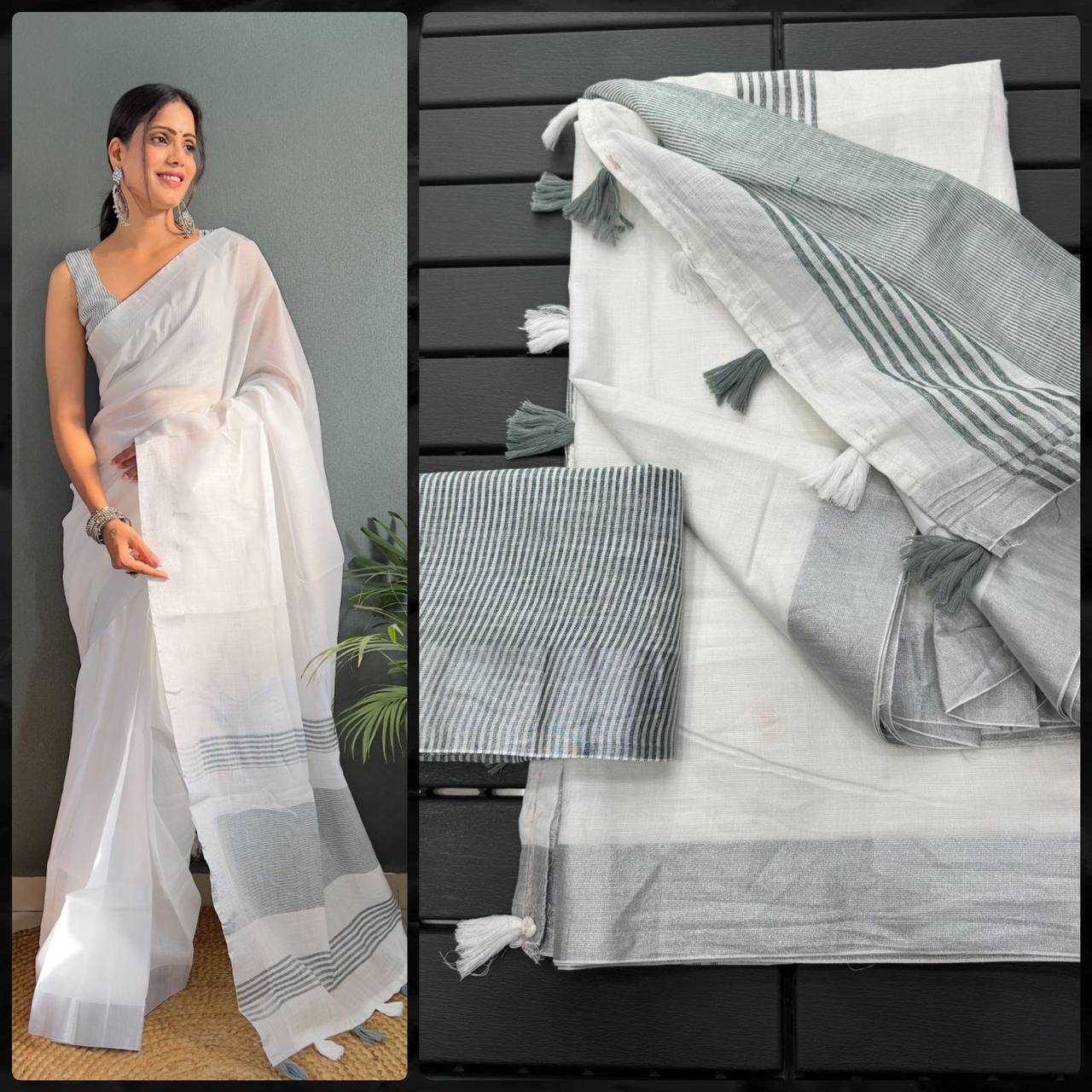 YNF COTTON RVR 09 SAREES WHOLESALE READY TO WEAR COTTON LINEN PLAIN SAREES MANUFACTURER