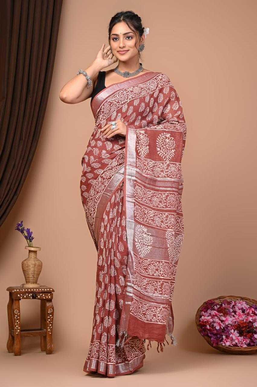 YNF COTTON VAD 25 SAREES WHOLESALE PRINTED LADIES COTTON LINEN SAREES MANUFACTURER