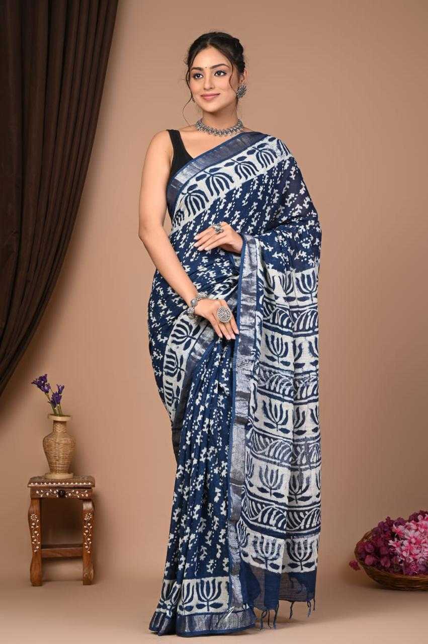 YNF COTTON VAD 25 SAREES WHOLESALE PRINTED LADIES COTTON LINEN SAREES MANUFACTURER