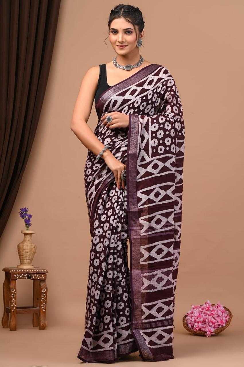 YNF COTTON VAD 25 SAREES WHOLESALE PRINTED LADIES COTTON LINEN SAREES MANUFACTURER