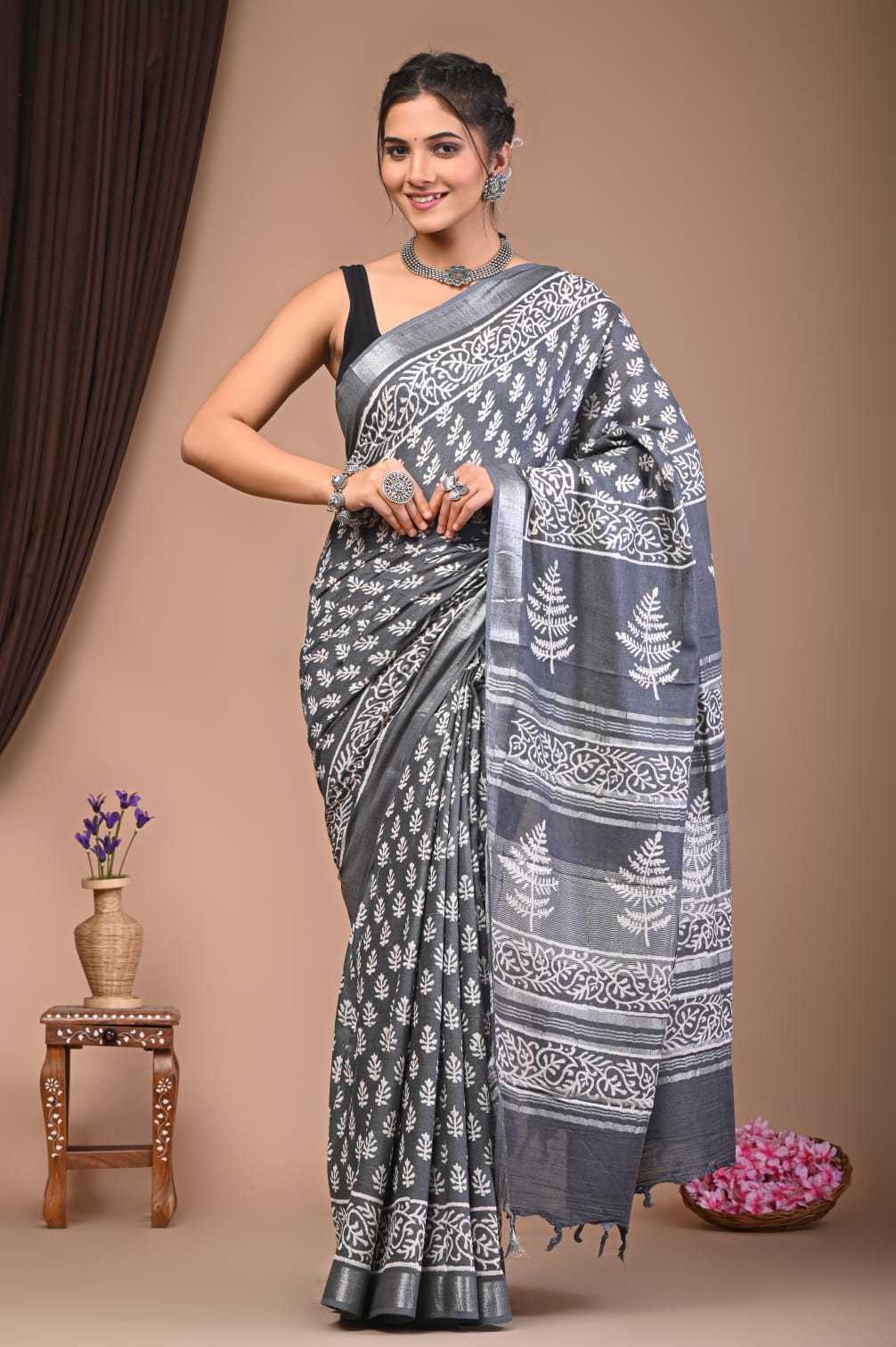 YNF COTTON VAD 25 SAREES WHOLESALE PRINTED LADIES COTTON LINEN SAREES MANUFACTURER