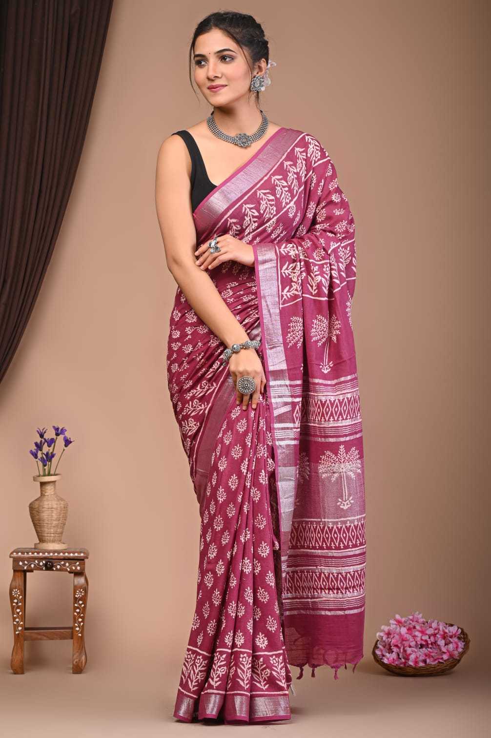 YNF COTTON VAD 25 SAREES WHOLESALE PRINTED LADIES COTTON LINEN SAREES MANUFACTURER