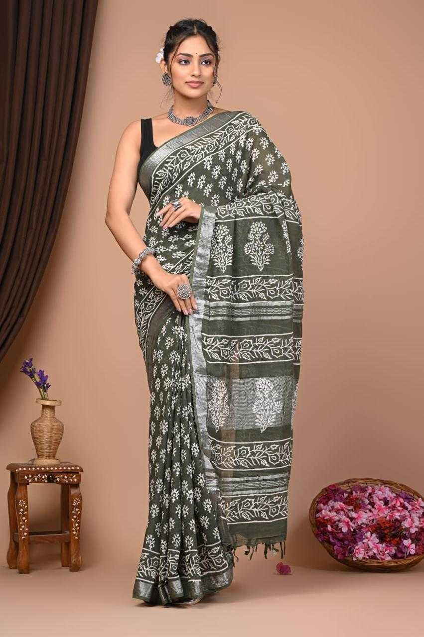 YNF COTTON VAD 25 SAREES WHOLESALE PRINTED LADIES COTTON LINEN SAREES MANUFACTURER