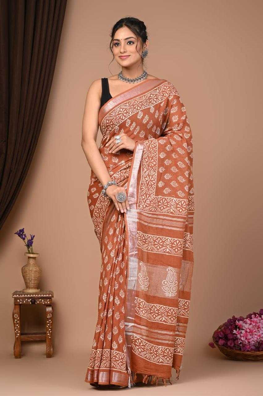 YNF COTTON VAD 25 SAREES WHOLESALE PRINTED LADIES COTTON LINEN SAREES MANUFACTURER