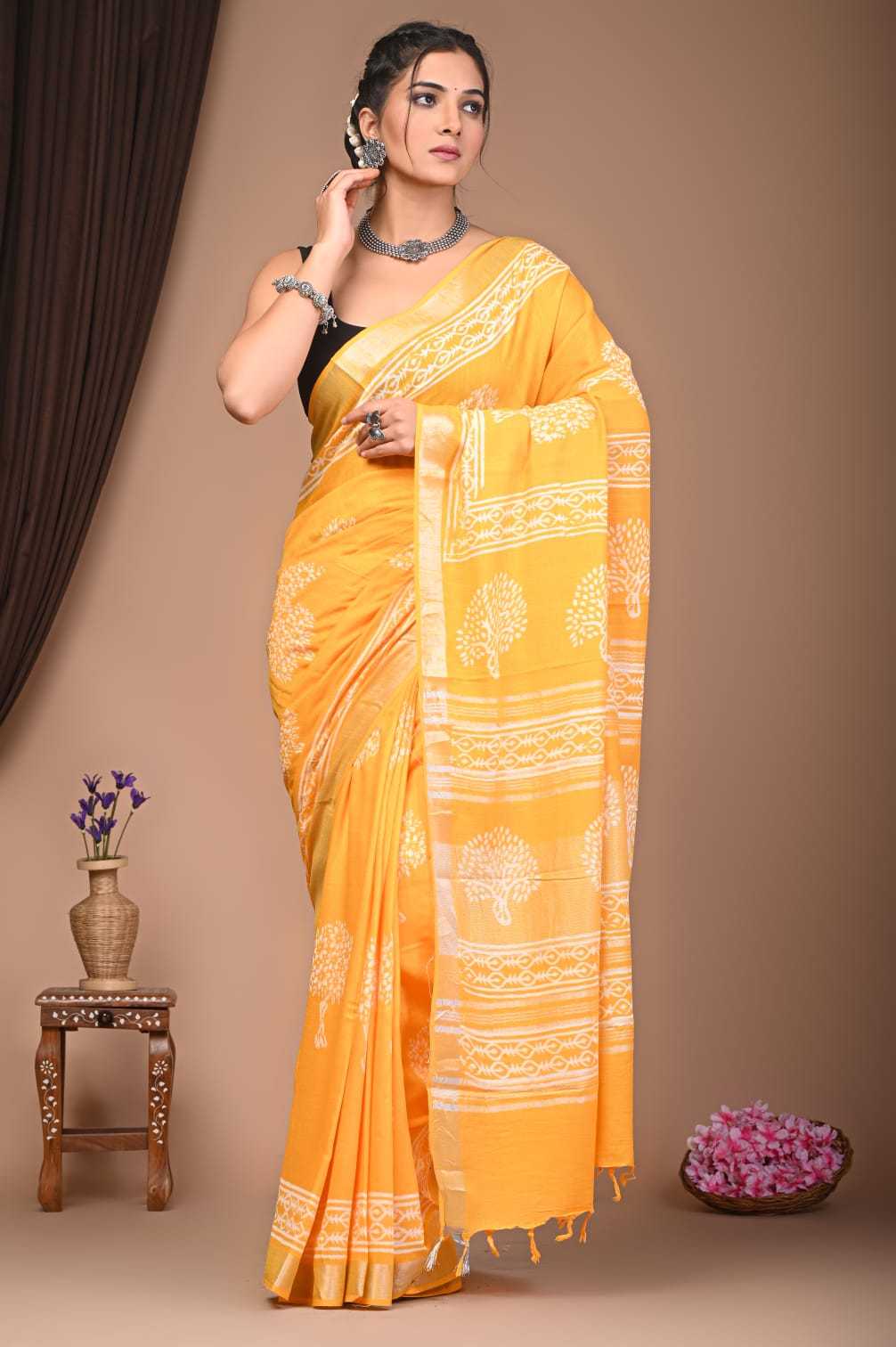 YNF COTTON VAD 25 SAREES WHOLESALE PRINTED LADIES COTTON LINEN SAREES MANUFACTURER