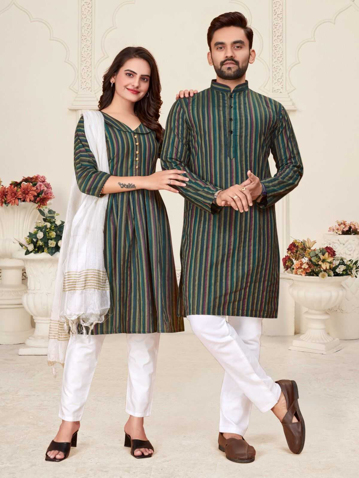 YNF COTTON WTX DHRUV-TARA COUPLE WEAR WHOLESALE MENS KURTA PAYJAM & FEMALE KURTIS BOTTOM MANUFACTURER