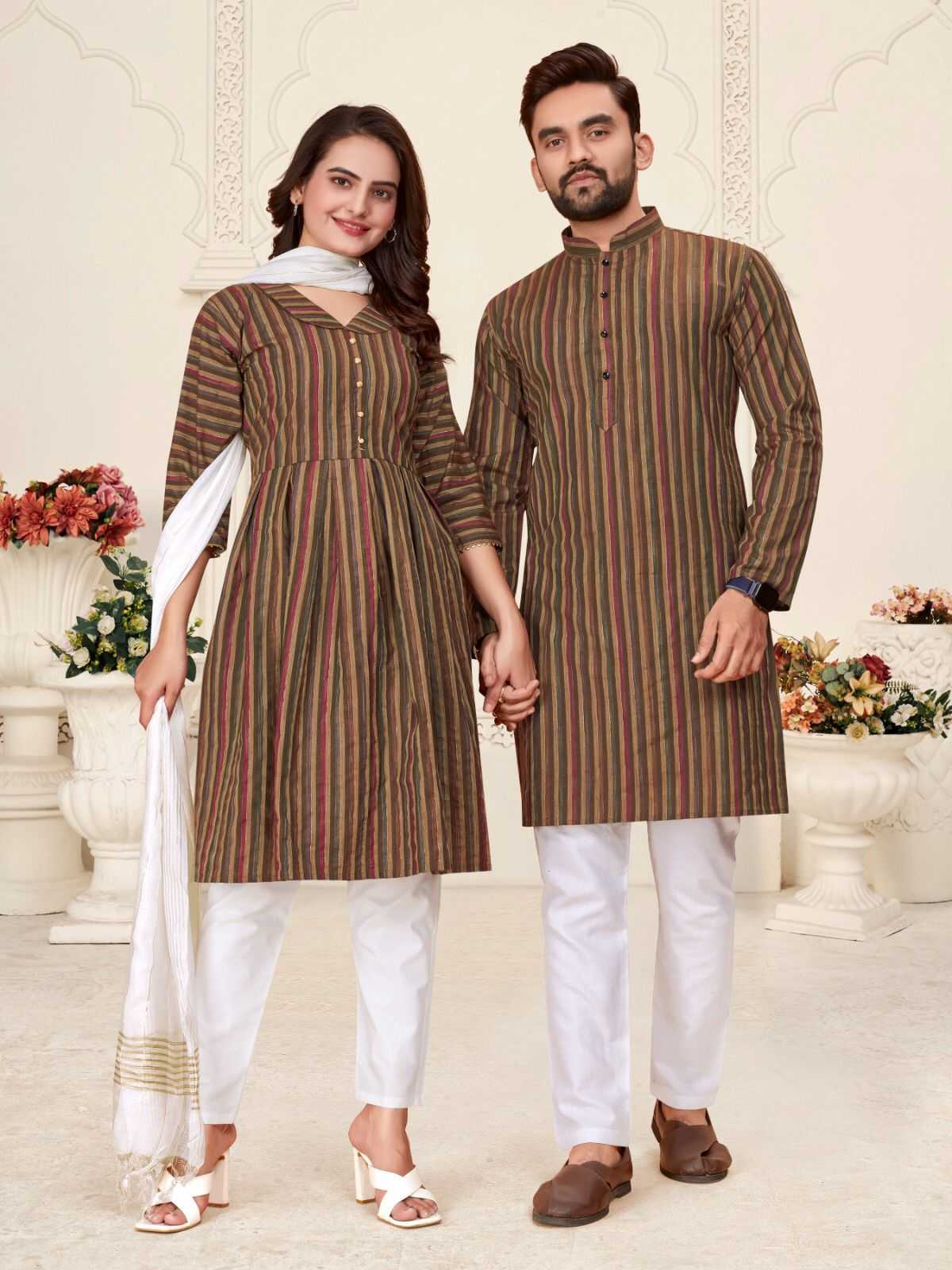 YNF COTTON WTX DHRUV-TARA COUPLE WEAR WHOLESALE MENS KURTA PAYJAM & FEMALE KURTIS BOTTOM MANUFACTURER