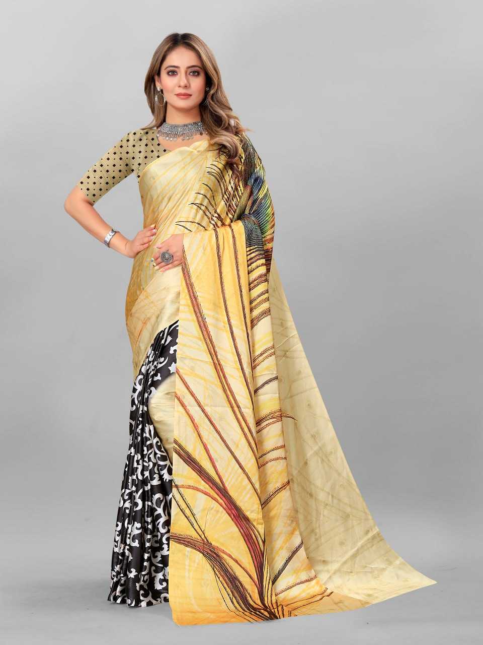 YNF CREPE SRRT JAPAN CRAPE1 SAREES WHOLESALE PRINTED LADIES CREPE SATIN SAREES MANUFACTURER