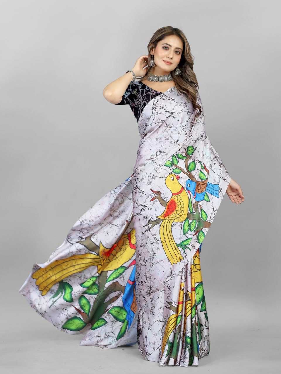 YNF CREPE SRRT JAPAN CRAPE2 SAREES WHOLESALE PRINTED LADIES CREPE SATIN SAREES MANUFACTURER