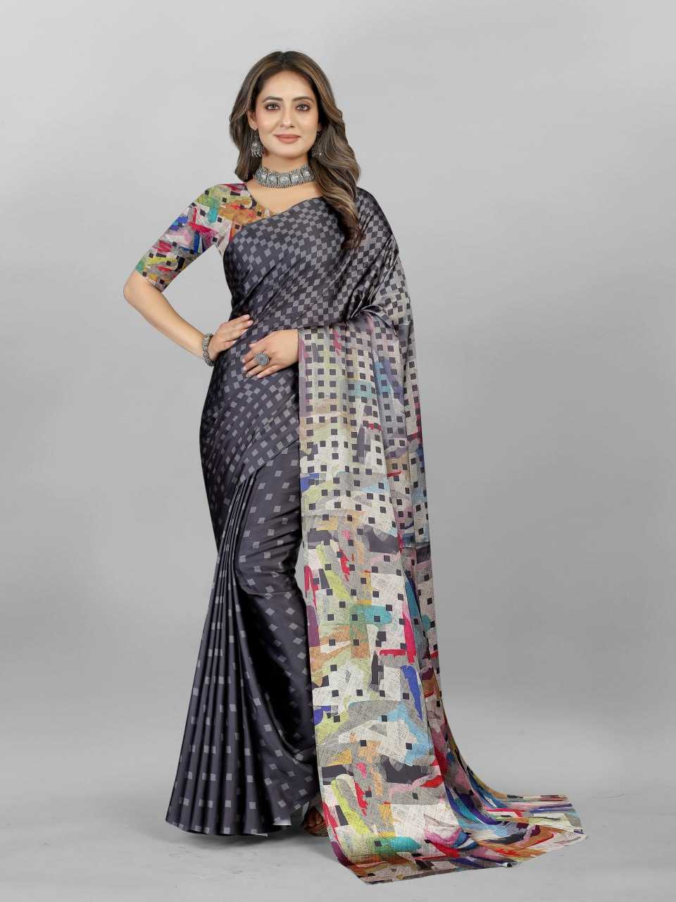 YNF CREPE SRRT JAPAN CRAPE2 SAREES WHOLESALE PRINTED LADIES CREPE SATIN SAREES MANUFACTURER