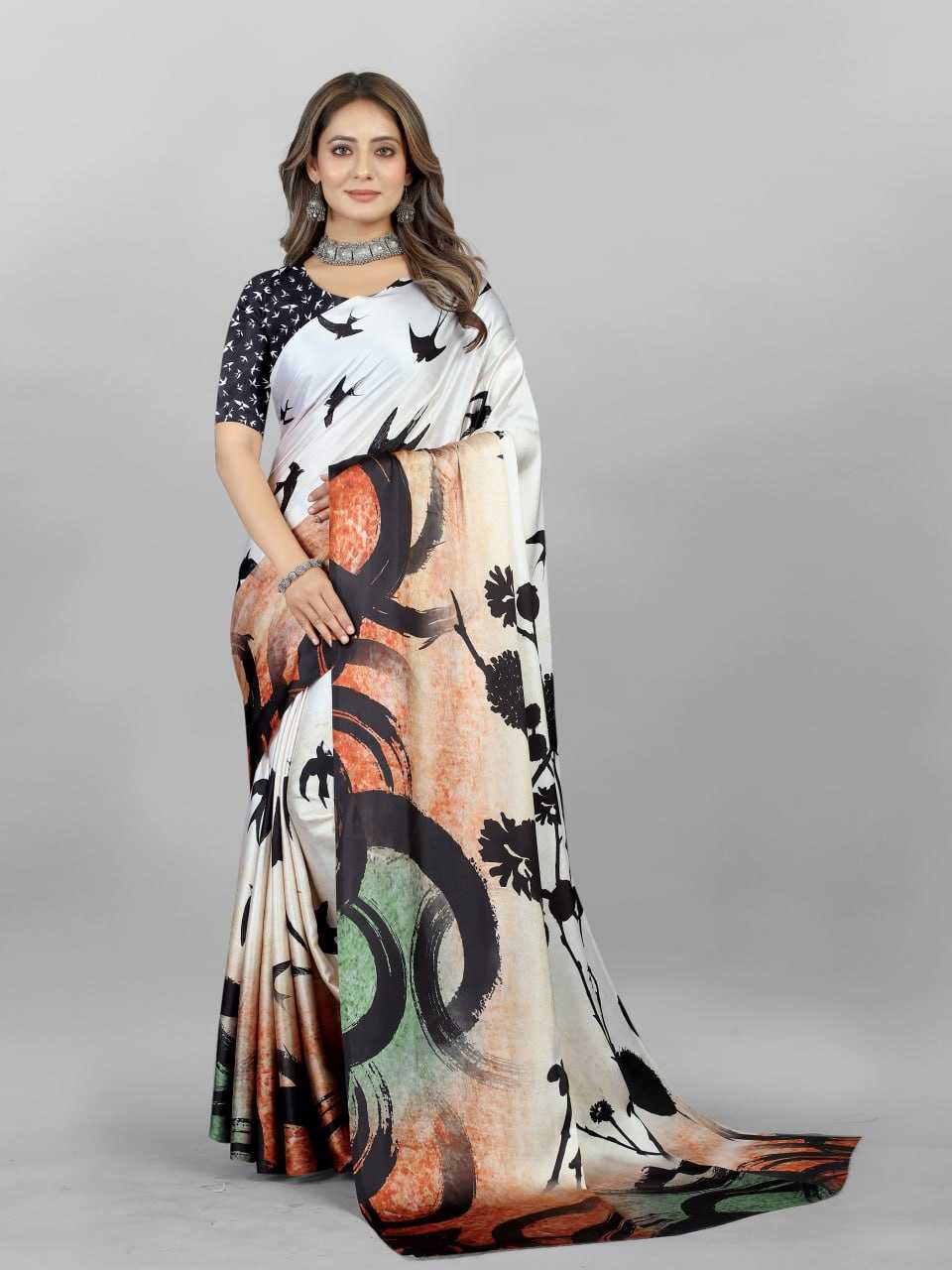 YNF CREPE SRRT JAPAN CRAPE3 SAREES WHOLESALE PRINTED LADIES CREPE SATIN SAREES MANUFACTURER