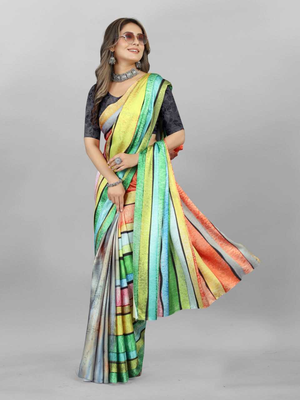 YNF CREPE SRRT JAPAN CRAPE3 SAREES WHOLESALE PRINTED LADIES CREPE SATIN SAREES MANUFACTURER