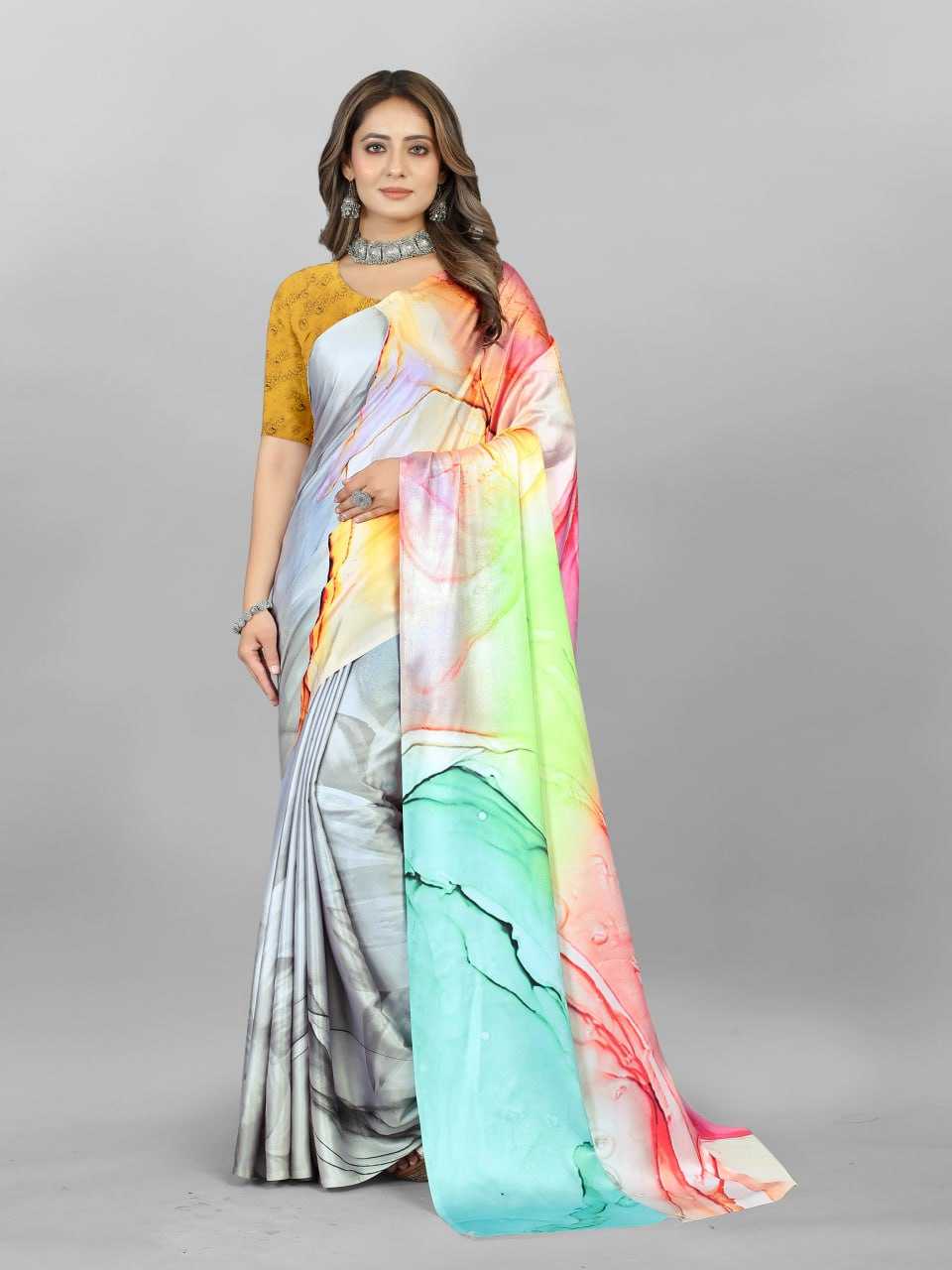 YNF CREPE SRRT JAPAN CRAPE3 SAREES WHOLESALE PRINTED LADIES CREPE SATIN SAREES MANUFACTURER